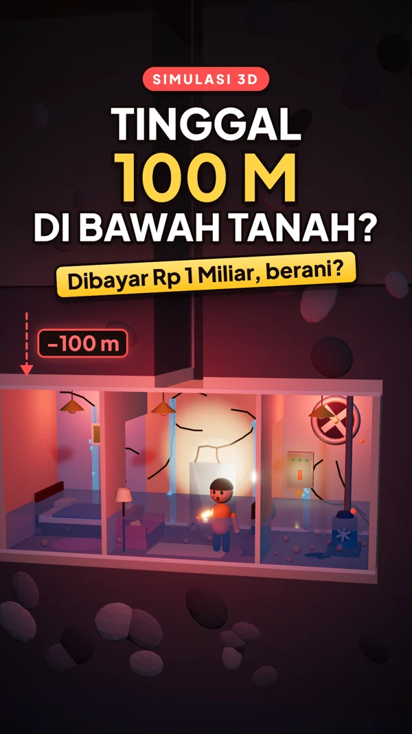 Ilustrasi rumah 100 meter di bawah tanah